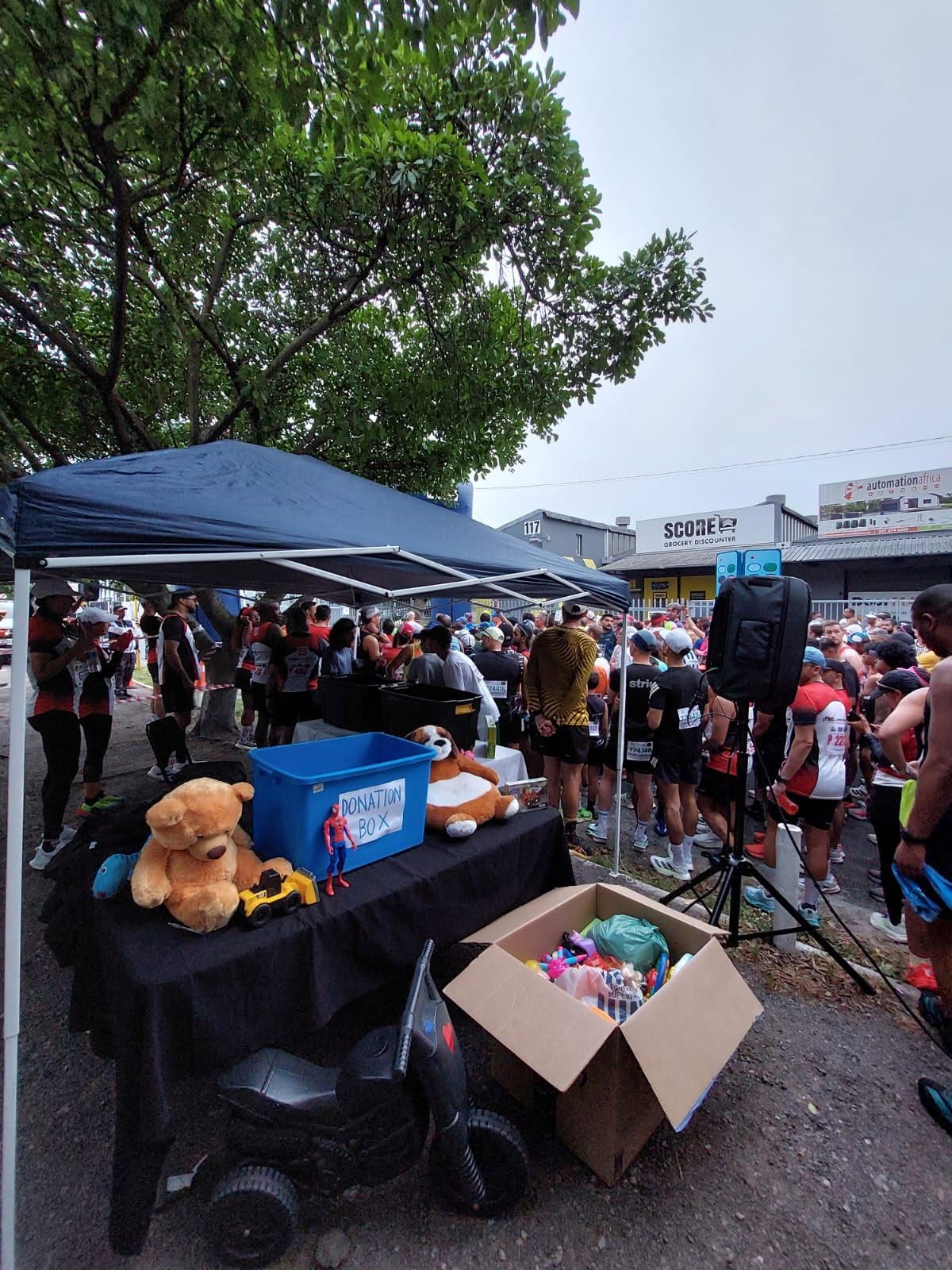 The donation table setup at the Toy Run